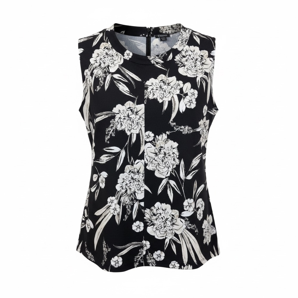Karl Lagerfeld WMNS L‎ Floral Black White Bow Cap Sleeve Blouse Rosette Coquette